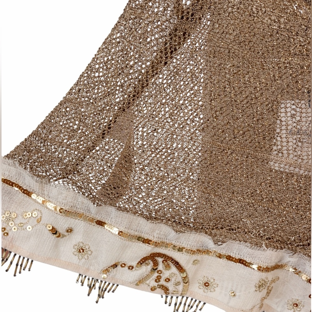 Free People Light The Night Tank Cropped Festival Cami Metallic Gold Medium - Picture 4 of 5